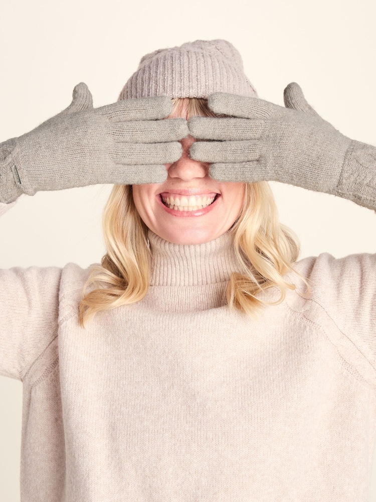 Tog 24 Grey Georgia Supersoft Cable Knit Gloves - Image 1 of 5 Tog 24 Grey Georgia Supersoft Cable Knit Gloves - Image 1 of 5