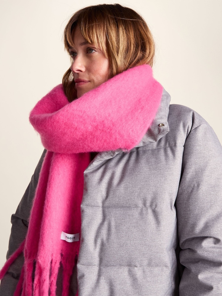 Tog 24 Pink Marlene Heavyweight Brushed Colour Block Blanket Scarf - Image 2 of 4
