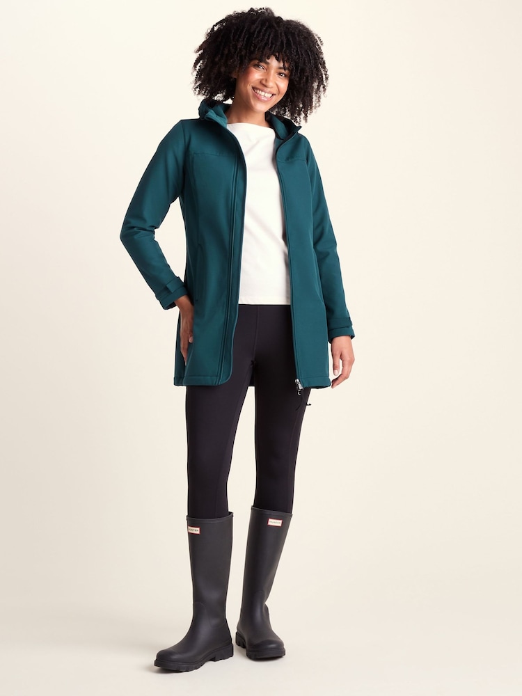 Tog 24 Teal Blue Long Keld Shower Resistant Hooded Softshell Jacket - Image 2 of 7