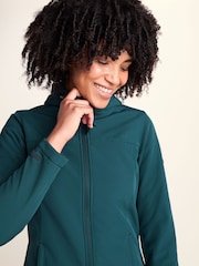 Tog 24 Teal Blue Long Keld Shower Resistant Hooded Softshell Jacket - Image 5 of 7