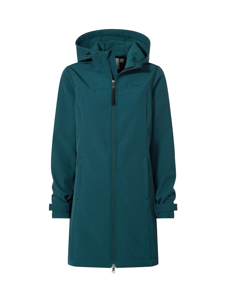 Tog 24 Teal Blue Long Keld Shower Resistant Hooded Softshell Jacket - Image 7 of 7