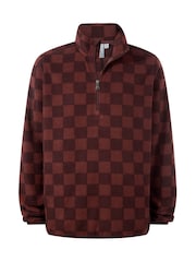 Smeđa - Tog 24 Charlton Printed Midweight Microfleece Half Zip Fleece - Slika 6 od 6