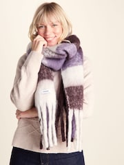 Tog 24 Purple Freda Heavyweight Brushed Checked Blanket Scarf - Image 1 of 5
