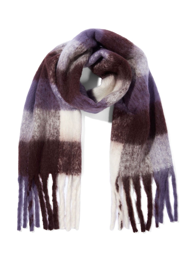 Tog 24 Purple Freda Heavyweight Brushed Checked Blanket Scarf - Image 5 of 5 Tog 24 Purple Freda Heavyweight Brushed Checked Blanket Scarf - Image 5 of 5