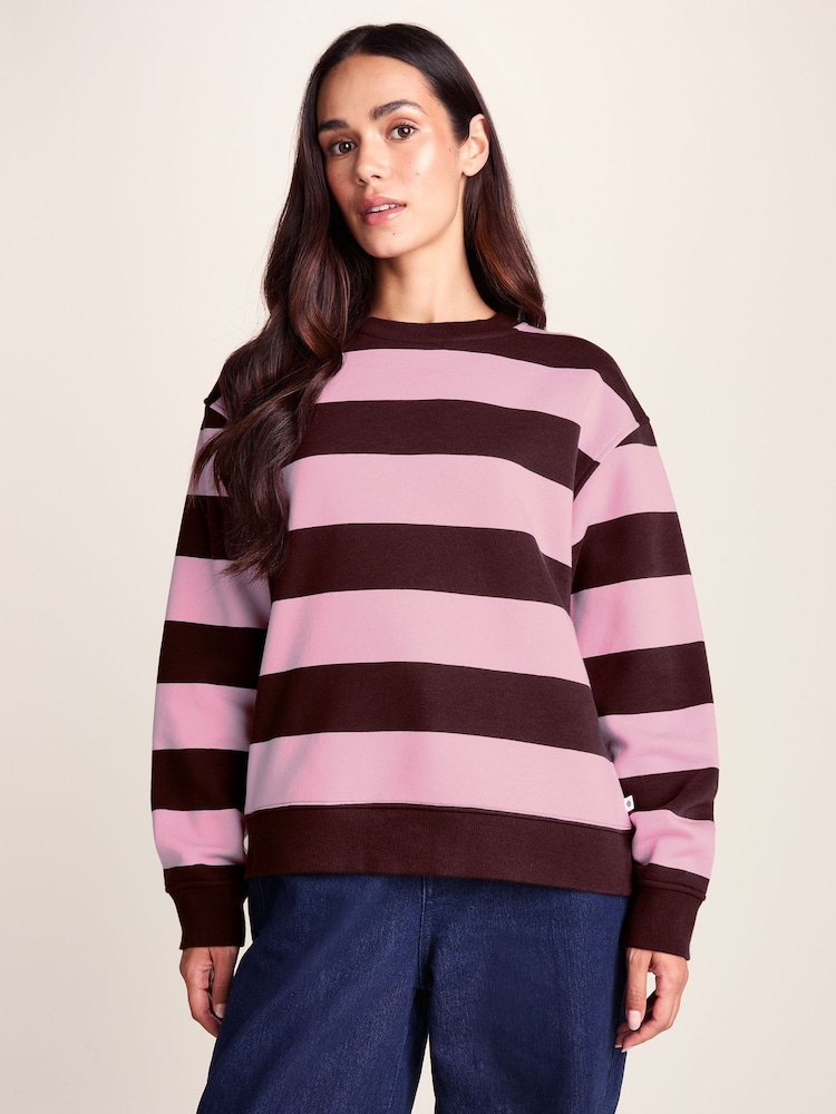 Tog 24 Purple Yuri Supersoft Crew Neck Striped Sweat Top - Image 1 of 6 Tog 24 Purple Yuri Supersoft Crew Neck Striped Sweat Top - Image 1 of 6