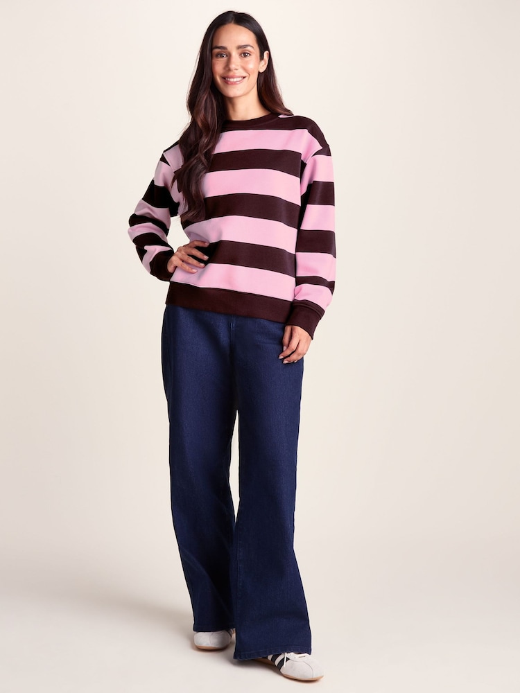 Tog 24 Purple Yuri Supersoft Crew Neck Striped Sweat Top - Image 2 of 6 Tog 24 Purple Yuri Supersoft Crew Neck Striped Sweat Top - Image 2 of 6