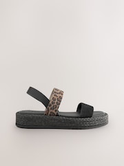 جلد بطبعة جلد فهد Animal - صندل بنعل مسطح Raffia من Forever Comfort® - صورة 6 من 8