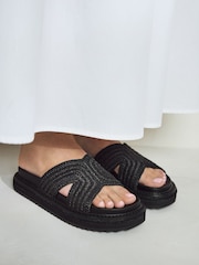 Black Forever Comfort® Chunky Raffia Mules - Image 1 of 8