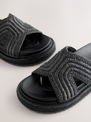 Black Forever Comfort® Chunky Raffia Mules - Image 7 of 8