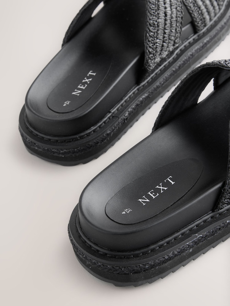 Black Forever Comfort® Chunky Raffia Mules - Image 8 of 8