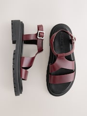 Burgundy Red Forever Comfort® Chunky Cross Strap Sandals - Image 1 of 8