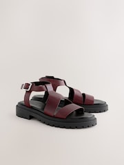 Burgundy Red Forever Comfort® Chunky Cross Strap Sandals - Image 5 of 8