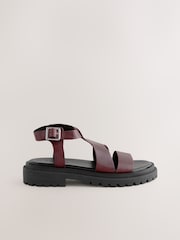 Burgundy Red Forever Comfort® Chunky Cross Strap Sandals - Image 6 of 8