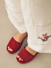 Red Suede Standard/Wide Fit Forever Comfort® Open Toe Low Wedge Espadrilles - Image 2 of 9
