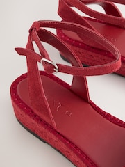 Red Suede Standard/Wide Fit Forever Comfort® Open Toe Low Wedge Espadrilles - Image 8 of 9
