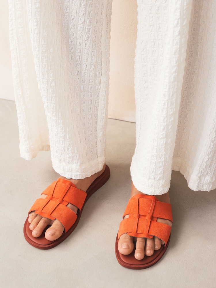 Orange Suede Standard/Wide Fit Forever Comfort® Slot Mule Sandals - Image 3 of 9