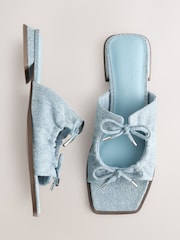 Denim Blue Standard/Wide Fit Forever Comfort® Double Bow Mules - Image 1 of 5