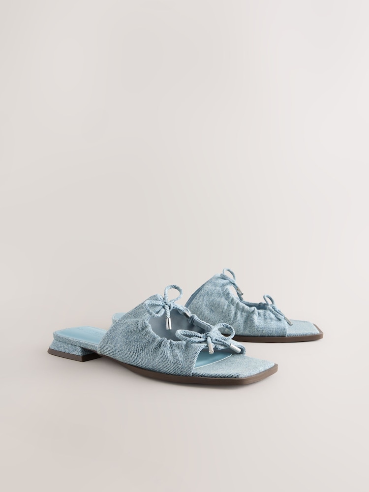Denim Blue Standard/Wide Fit Forever Comfort® Double Bow Mules - Image 2 of 5