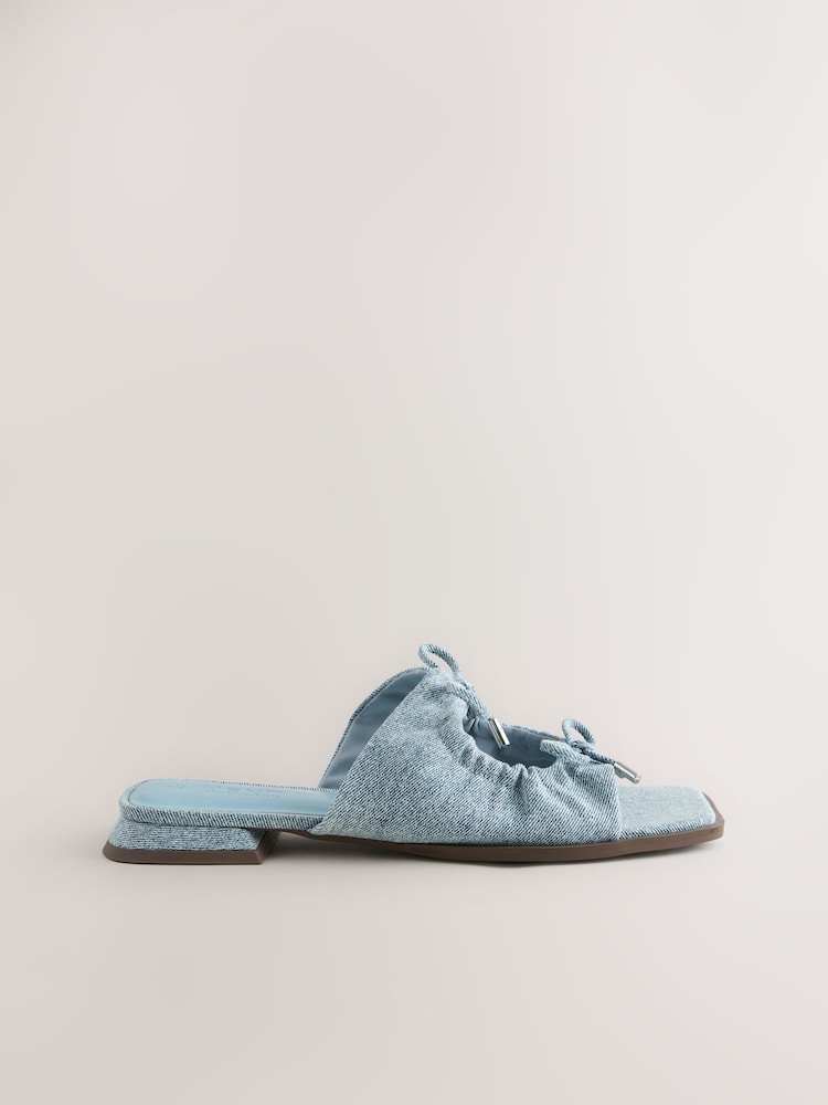 Denim Blue Standard/Wide Fit Forever Comfort® Double Bow Mules - Image 3 of 5