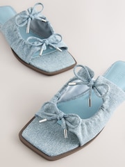 Denim Blue Standard/Wide Fit Forever Comfort® Double Bow Mules - Image 4 of 5