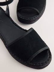 Black Suede Standard/Wide Fit Forever Comfort® Open Toe Low Wedge Espadrilles - Image 6 of 8