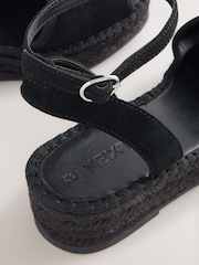 Black Suede Standard/Wide Fit Forever Comfort® Open Toe Low Wedge Espadrilles - Image 7 of 8