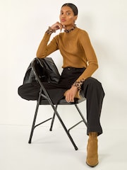 Roman Natural Leopard Ruffle Trim Jumper - Image 1 of 4