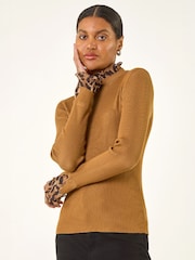 Roman Natural Leopard Ruffle Trim Jumper - Image 4 of 4