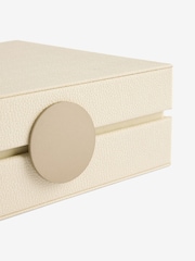 Sosandar Set of 2 Cream Faux Leather Storage Boxes - Image 4 of 9