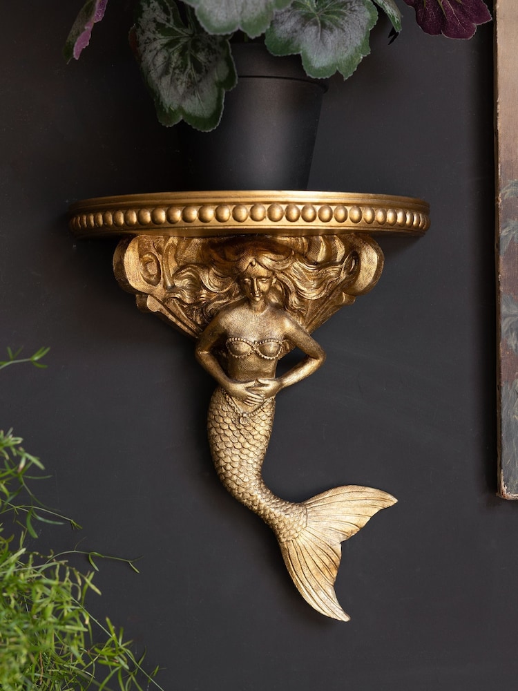Rockett St George Gold Mermaid Wall Shelf - Image 1 of 4
