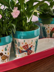 Lucy Tiffney Red/Green Plant Pots Set of 3 - Image 2 of 6