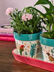 Lucy Tiffney Red/Green Plant Pots Set of 3 - Image 3 of 6