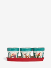 Lucy Tiffney Red/Green Plant Pots Set of 3 - Image 4 of 6