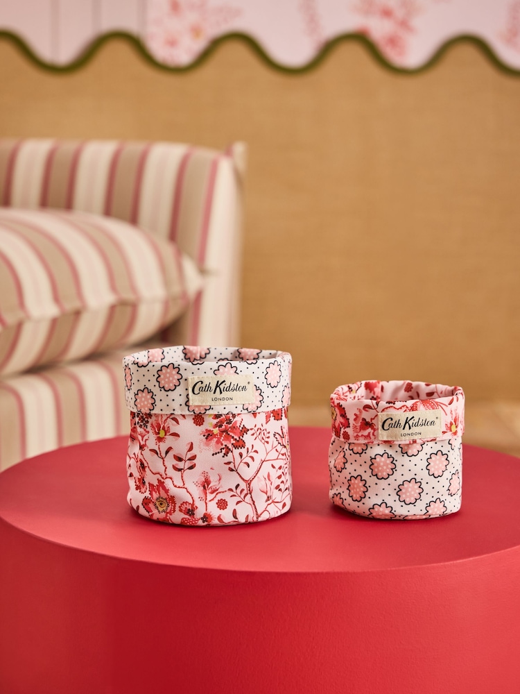 Cath Kidston Set of 2 Pink Floral Reversible Storage Bags - Image 1 of 6