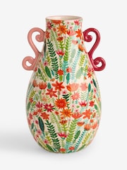 Lucy Tiffney Pink/Green Floral Print Vase - Image 1 of 2