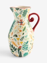 Lucy Tiffney Red/Green Leaf Jug Vase - Image 1 of 2