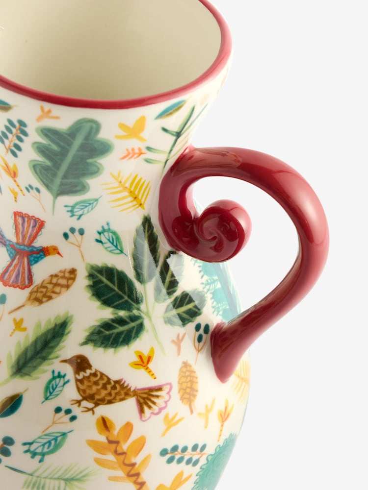 Lucy Tiffney Red/Green Leaf Jug Vase - Image 2 of 2 Lucy Tiffney Red/Green Leaf Jug Vase - Image 2 of 2