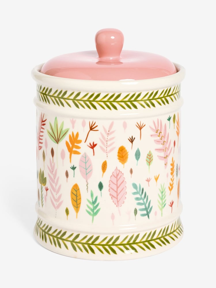 Lucy Tiffney Cream/Pink/Green Leaf Bread Bin - Image 1 of 2