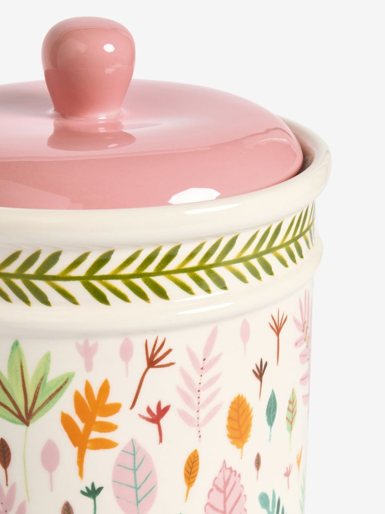 Lucy Tiffney Cream/Pink/Green Leaf Bread Bin - Image 2 of 2
