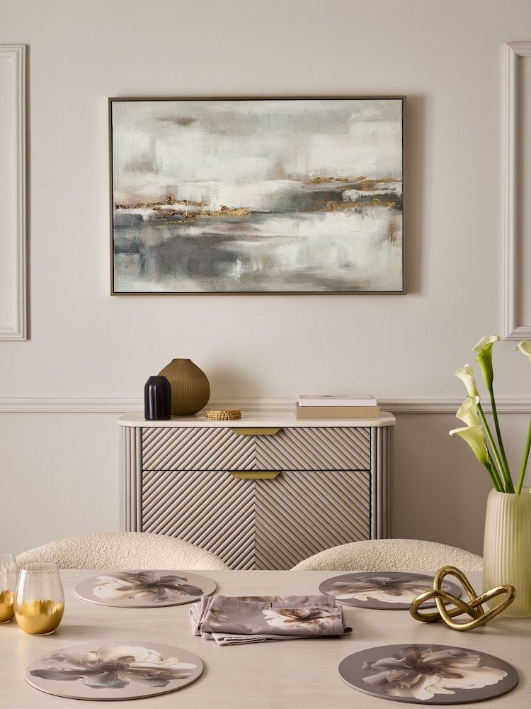 Lipsy Natural Cream Ombre Gold Foil Wall Art - Image 1 of 5
