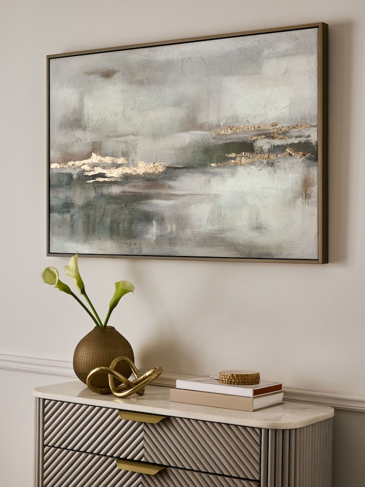 Lipsy Natural Cream Ombre Gold Foil Wall Art - Image 2 of 5