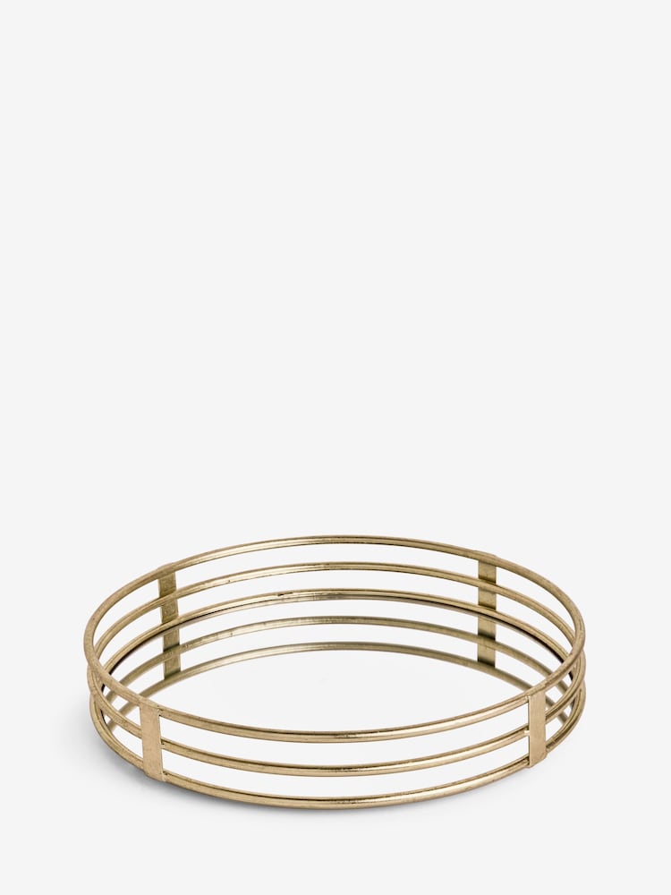 Lipsy Gold Round Mirror Serving Tray - Image 5 of 5
