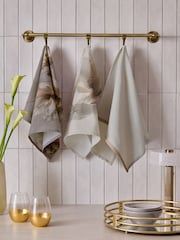 Lipsy Set of 3 Cream Mauve Tea Towels - Image 1 of 3