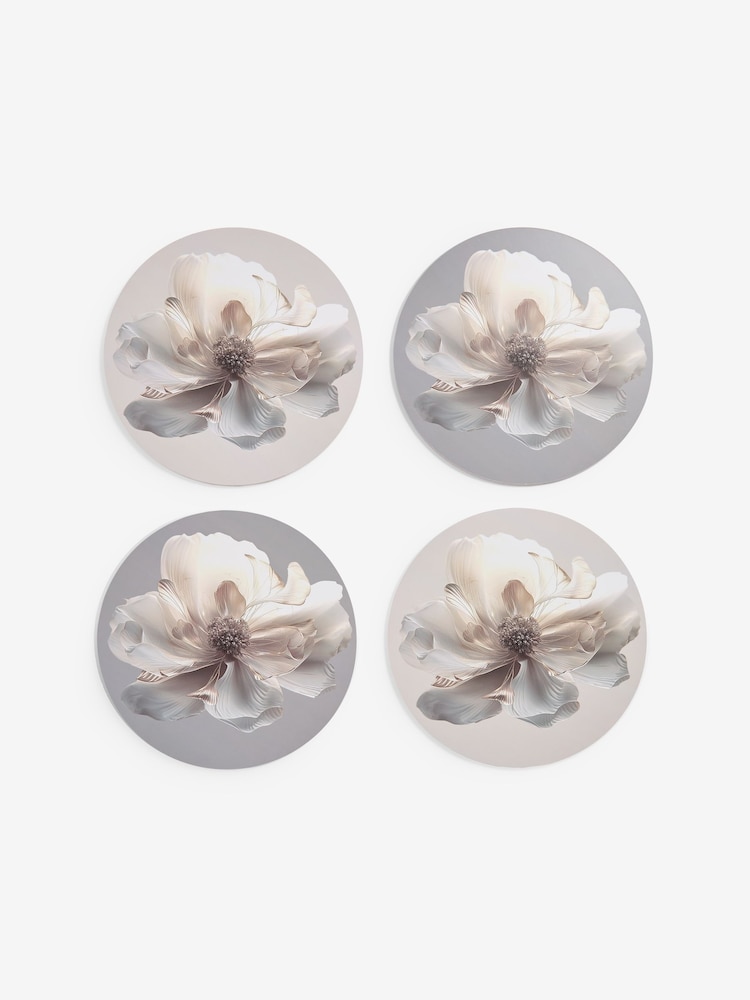 Lipsy Set of 4 Cream Mauve Corkback Floral Print Placemats - Image 1 of 1