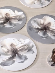 Lipsy Set of 4 Cream Mauve Corkback Floral Print Placemats - Image 3 of 4