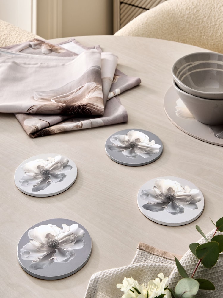 Lipsy Set of 4 Heather & Mink Floral Print Coasters - Image 2 of 4 Lipsy Set of 4 Heather & Mink Floral Print Coasters - Image 2 of 4