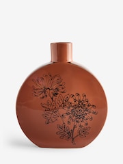 Rockett St George Amber Orange Large Floral Print Vase - Image 4 of 4