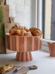 Rockett St George Pink and Orange Striped Footed Bowl - Image 1 of 3