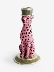 Rockett St George Pink/Black Leopard Print Taper Candle Holder - Image 4 of 4