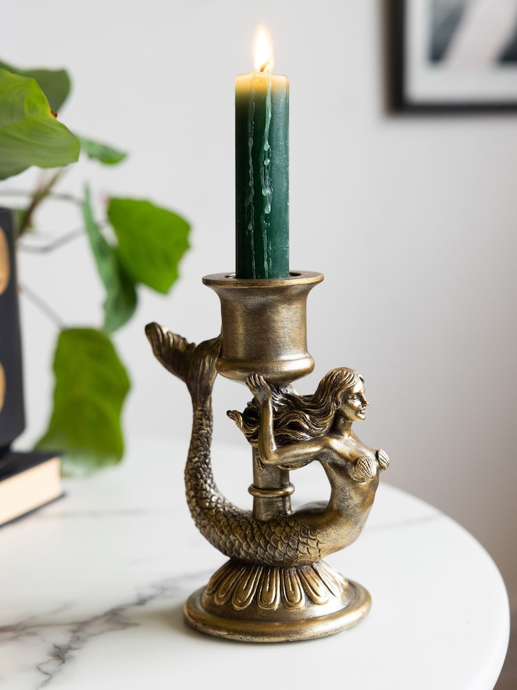 Rockett St George Gold Mermaid Taper Candle Holder - Image 1 of 6